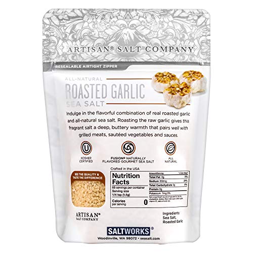 Fusion Naturally Flavored Roasted Garlic Sea Salt, Zip-Top Pouch, 3.5 Ounce