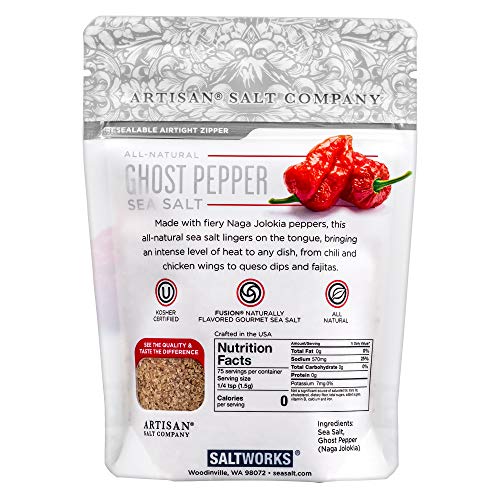 Fusion Naturally Flavored Ghost Pepper Sea Salt, Zip-Top Pouch, 4.0 Ounce