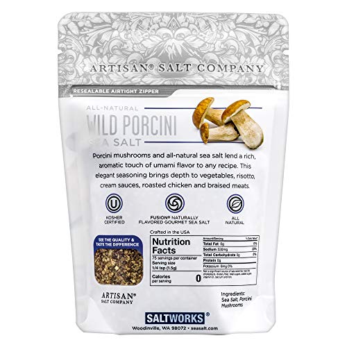 Fusion Naturally Flavored Wild Porcini Sea Salt, Zip-Top Pouch, 4.0 Ounce