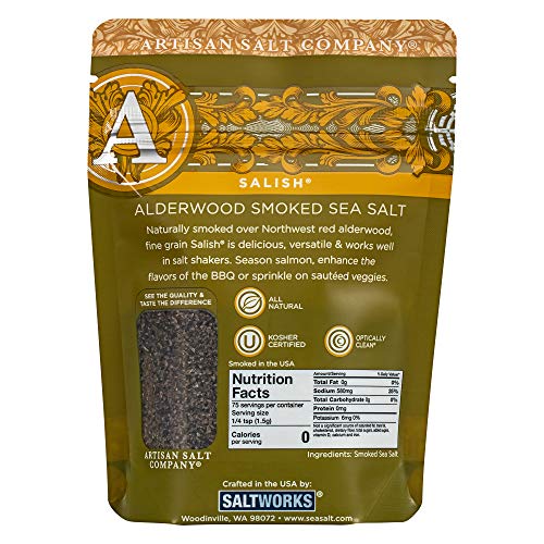 Salish Alderwood Smoked Sea Salt, Fine, Zip-Top Pouch, 4.0 Ounce