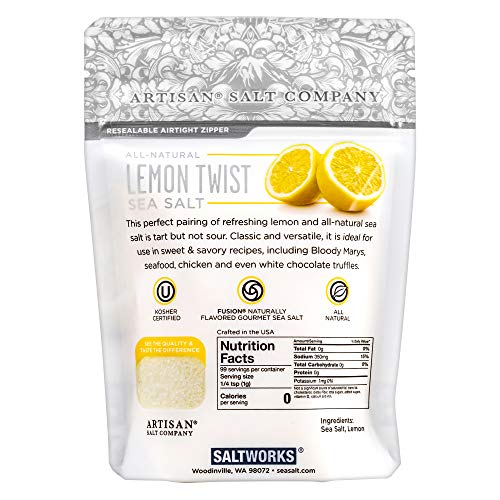 Fusion Naturally Flavored Lemon Twist Sea Salt, Zip-Top Pouch, 3.5 Ounce